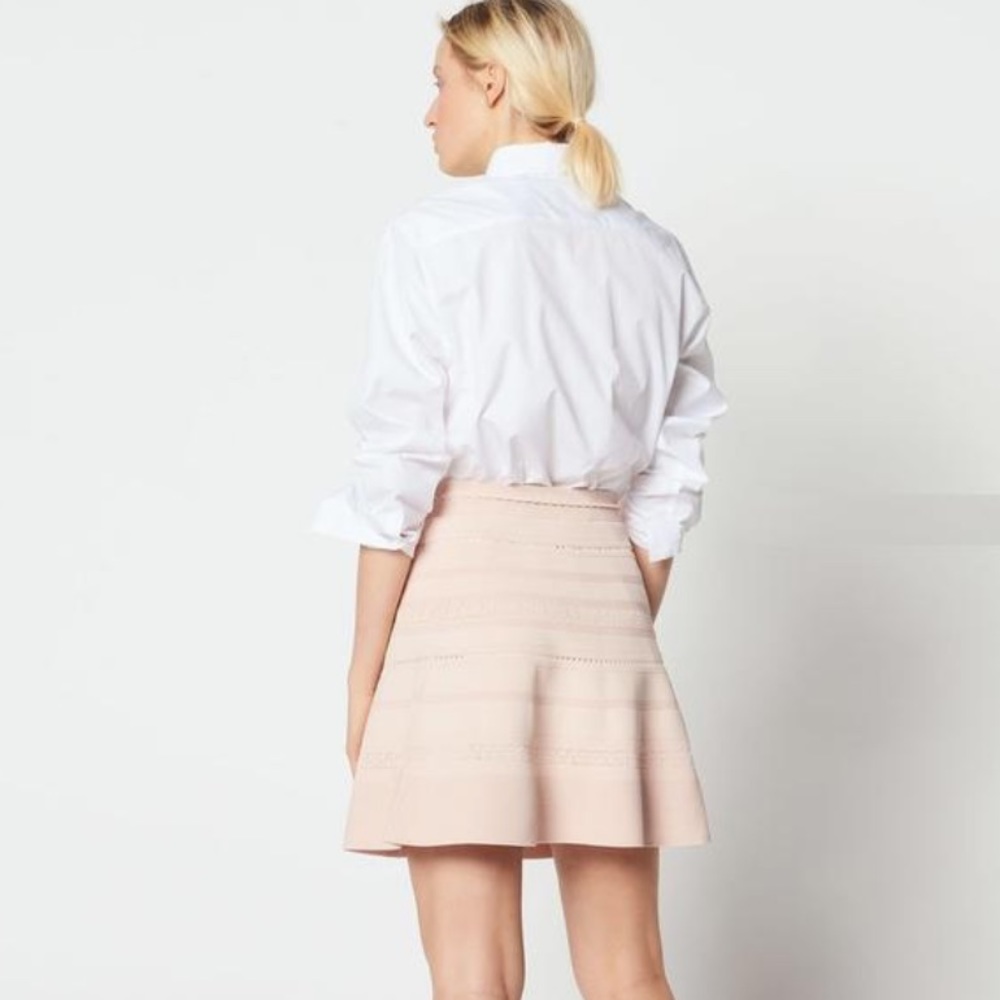 Sandro Powder pink skater knit a line skirt size 3